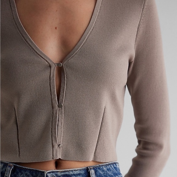 NWOT Express Cutout Cropped Cardigan M/L - Picture 2 of 8
